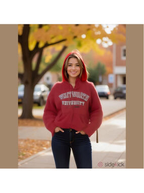 Whitworth University Red Zippered Hoodie Small